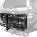 MaxxHaul 70103 500 lb. Capacity Steel Hitch Mount Folding Cargo Carrier Mesh Basket Fits 2 inch Hitch Receiver 60 x 21 x 6.5 in For Car SUV Pickup Truck Van Camping Traveling