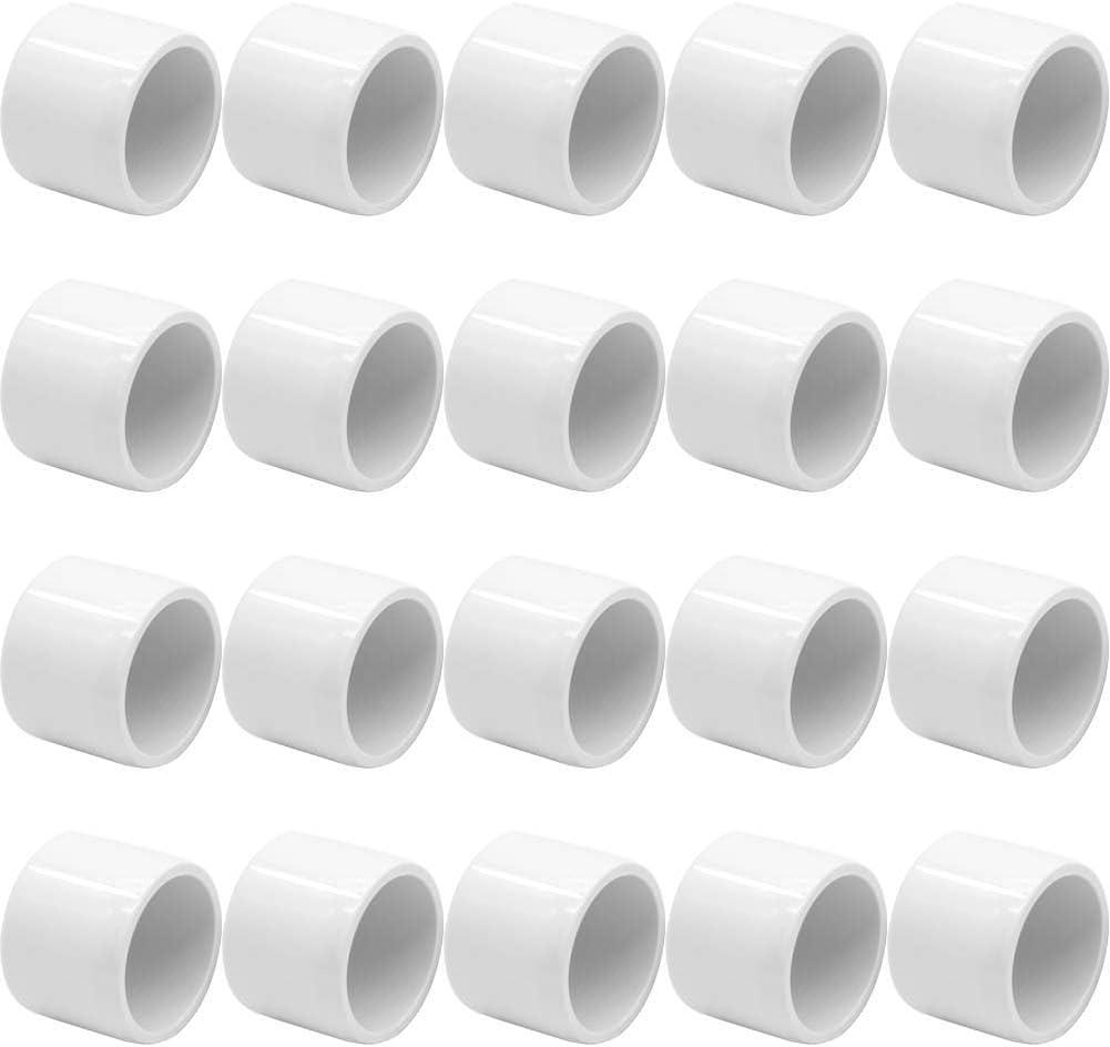 1/2" PVC Pipe End Cap Fitting,Schedule 40 Plug Adapter Connector Socket White for DIY Structure Garden Shelf (20 Pack)