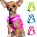 Light Up Dog Harness for Small Dogs Rechargeable, LED Dog Vest Harness, Adjustable Illuminated Glow in Dark Dog Harness for Puppy Night Safety Walking 360 True Illumination-Pink