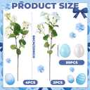 56 Pcs Easter Centerpieces for Tables Easter Vase Filler Floral Picks with Pearlescent Eggs Colorful Flower Arrangements for Home Table Centerpieces Vase Spring Decor(Blue and White)