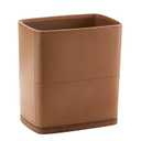 Polytree Bathroom Trash Can 1.8 Gallon(7 Liter) Small Kitchen Garbage Can,Decor Wastebasket for Bedroom Office,Brown Resin-Imitated Leather Effect