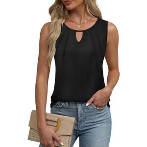 Womens Tops Spring Fashion Tank Top 2025 Summer Shirts Beach Vacation Clothes Business Casual Outfits Black X-Large