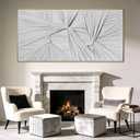 Large White Framed Abstract Canvas Wall Art, 3D Textured Sculptural Minimalist Artwork, Extra Wide Neutral Wall Decor for Living Room, Over Sectional Sofa, 29x58 Inch
