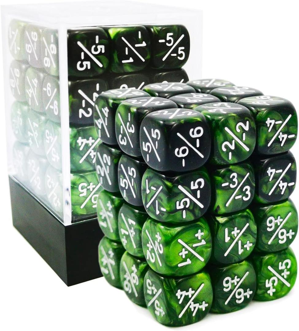 36pcs 12mm Marble Green & Gemini Green Dice Counters Set, Small Token Dice Compatible with MTG, CCG, Card Games