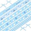 6 Rolls 30 Yards One Silly Goose Grosgrain Ribbon 3/8" Blue Goose Themed Ribbon Cute Funny Animal Birthday Ribbon for Gift Wrapping One Year Old Boys First Birthday Baby Shower Decoration