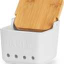 ONTUBE Garlic Keeper with Lid, Ceramic Garlic Holder Storage, Garlic Container for Kitchen, Garlic Saver to Keep Your Garlic Cloves Fresh Longer 4.7Inch, White