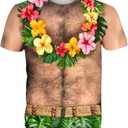 Mens Hawaiian Shirt with Abs Fake Muscle Shirts for Men 3D Funny Graphic Shirt S-XXL (XXL)
