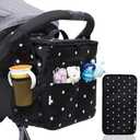 Orzbow XL Stroller Organizer With Diaper Changing Pad, Waterproof Large Baby Diaper Bag, Stroller Caddy Organizer with Cup Holder & Shoulder Strap Used As Mom Handbag & Shoulder Bags & Backpack, Black