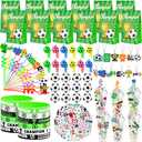 Japior 208Pcs Soccer Party Favors Party Supplies Contains Soccer Goodie Bags Cups Straw Stickers Mini Soccer Silicone Bracelets Keychains Thank You Tags Ideal Soccer Birthday Party Supplies for Team