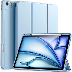 Akkerds Compatible for iPad Air 13 Inch Case (M4/M3/M2) 2026/2025/2024 with Pencil Holder, Trifold Stand Protective Cover/Soft TPU Back for iPad Air 13 Case, Supports Touch ID,Auto Wake/Sleep,Sky Blue