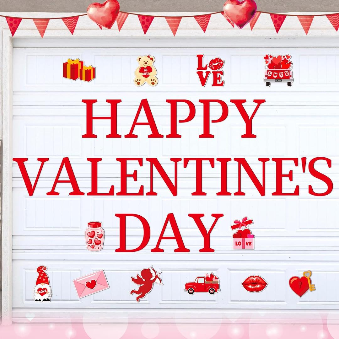 Ferraycle 30 Pcs Magnetic Valentines Day Garage Door Decorations Heart Valentines Garage Door Magnets Love Decor Car Magnets Stickers Refrigerator Decals