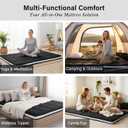 Tiita Queen Memory Foam Mattress Topper, 4" Thicken Futon Floor Mattress with Storage Bag and 2 Straps, Portable Roll Up Travel Car Camping Mattress Sleeping Pad, Black, 80"60"4"-Queen