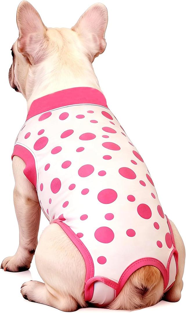 Dog Surgery Recovery Suit After Spay - Dogs Cone Alternative Onesie with Pee Hole, Breathable Anti Licking Neuter Post Surgical Dog Recovery Suit (Medium (weight 15-24lb back 15-18"), White) 