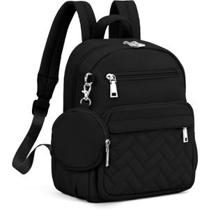 SYTRAH Mini Backpack for Women Small Backpack Purse, Anti Theft Backpack Waterproof Lightweight Puffer Back packs for Travel, Work with Coin Purse Black, S