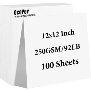 OcePor 100 Sheets White Cardstock 12 x 12, 92lb/250gsm Black Card Stock, Thick Card Stock Paper, Heavy Cardstock Paper for Printer, Resume, Scrapbooks, Art, Crafts, Business Cards