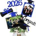 Qinyoung 2026 Graduation Decorations 30 Pcs Glittering Graduation Centerpiece for Tables Sticks Class of 2026 Grad Photo Centerpiece Party Decoration for Table Toppers(Blue)