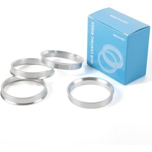 Hub Centric Rings (Pack of 4) - Inner Diameter 66.1 mm to Outer Diameter 73.1 mm - Silver Aluminium Alloy Hub Center Ring - Compatible with Nissan and Infiniti