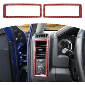 RT-TCZ for RAM Dash Air AC Vents Trim Cover Frame for Dodge RAM 2010-2017 Red Carbon Fiber Interior Accessories 2pcs