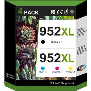 GoToners 952XL Latest Upgrade Compatible Ink Cartridges Combo Pack Replacement for HP 952 XL Use for Officejet Pro 8710 8720 7740 8210 8740 8715 7720 8725 8730 (4-Pack, XL)