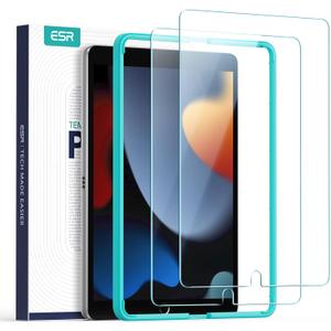 ESR Screen Protector Compatible with iPad 9th Gen (2021)/iPad 8th Gen (2020)/iPad 7th Gen (2019), Scratch-Resistant 9H Hardness HD Clear Premium Tempered Glass, Includes Installation Frame, 2 Pack