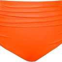 Tempt Me Women High Waisted Bikini Bottom Retro Ruched Swim Bottom Shirred Tankinis Brief (Large, Orange)