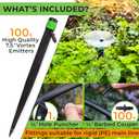 CARPATHEN 100 Drip Irrigation Emitters Vortex - Drip Irrigation Parts for Irrigation Kit - 1/4 inch Irrigation Tubing Compatible - 360 deg Adjustable Fan Sprayer for Raised Garden Bed, Potted Plants