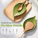 Ceramic Leaf Spoon Rest - Cute Green Cooking Spoon Holder for Stove Top & Kitchen Counter, Heat Resistant Spatula & Utensil Rest, Unique Kitchen Decor Gift, 1 Pack