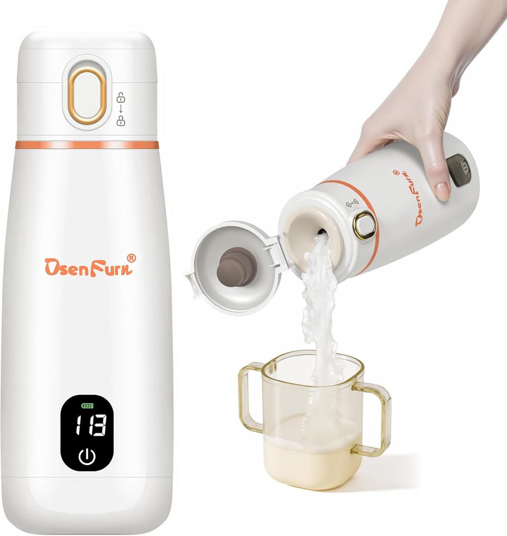 Portable Bottle Warmer for Travel, 12oz Capacity Lightweight Bottle Warmer On The Go, Fast Heating Breast Milk Warmer for Baby, Precise Temp Control Bottle Warmer for Breastmilk & Formula
