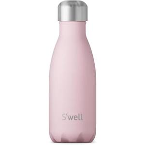 S'well Stainless Steel Water Bottle, 9oz, Pink Topaz, Triple Layered Vacuum Insulated Containers Keeps Drinks Cold for 24 Hours and Hot for 12, BPA Free, Perfect for On the Go
