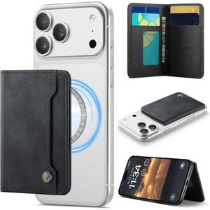 Vinich for MagSafe Wallet Magnetic RFID Blocking Card Holder Compatible with MagSafe Phones and Cases, Strong Magnet Minimalist Phone Wallet for iPhone 17/16/15/14/13/12/ Pro/Max/Plus, Vintage Black