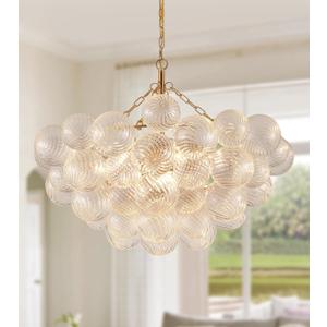MEIXISUE Modern Glass Chandelier,9 Light Nordic Bubble Ball Swirled Glass Globe Gold Large Pendant Light Fixtures for Foyer Bedroom Dining Room Living Room Kitchen Entryway D31.1 in UL Listed