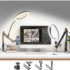 Zoom Lighting for Computer Video Conference, 10 Inch Ring Light with Stand for Video Recording, Working, Learning, Zoom Call, Webcam Laptop Light with Phone Holder for Podcast Live Streaming