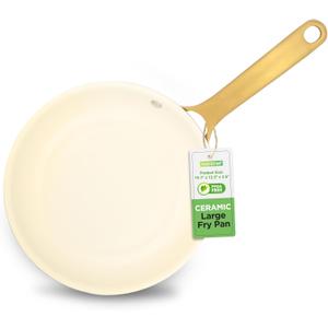 NutriChef 12" Large Ceramic Fry Pan - Non-Stick Ceramic Coated Skillet with Stylish Titanium Handle, Durable, Easy to Clean, Professional Cookware