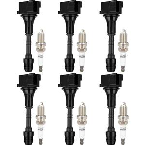 Ignition Coil Packs and Spark Plug fit for 2003 2004 2005 2006 2007 2008 Infiniti G35 FX35 M35, Nissan 350Z, UF401 6734025, Set of 6