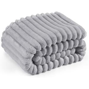 Bedsure GentleSoft Grey Throw Blanket for Couch - Cozy Soft Blankets for Women, Cute Small Fleece Throws for Girls, Light Grey, 50x60 Inches