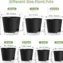 Meowell Self Watering Pots Set of 7 Assorted Size 4" to 8" Indoor Plant Pots with Drainage Holes and Clear Reservoir for Visible Water Level, Plastic Wicking Planter for House Plants & Flower, Black