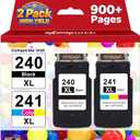 PG-240 XL/CL-241 XL Ink Cartridges Replacement for Canon 240XL 241XL Combo Pack 240 241 for Canon PIXMA MG3620 TS5120 MG3520 MG3600 MG3220 MX472 Printer (1 Black, 1 Tri-Color, 2 Pack)