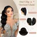 FELENDY 16" Ponytail Extension Long Curly Wavy Ponytails Clip in Claw Hair Extension Pony Tails Natural Looking Synthetic Hairpiece for Women Dark Black