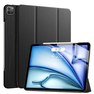 Soke Case for iPad Air 13 Inch (M3/M2) 2025/2024,iPad Pro 12.9 2022 2021(6th 5th Generation) - [Slim Trifold Stand + Auto Wake/Sleep],Protective Hard PC Back Cover (Black)