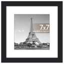 upsimples 7x7 Picture Frame, Display Pictures 5x5 with Mat or 7x7 Without, Wall Hanging Photo Frame, Black, 1 Pack