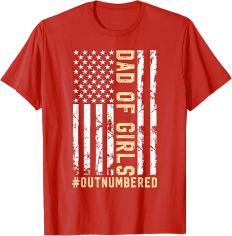Girl Father's Day Daddy & Dad of Girls Outnumbered T-shirt, Size L