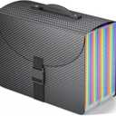 25 Pockets Expanding File Folder with Handle,Expandable File Organizer,Portable Accordion File Organizer A4 Letter Size,Adjustable Strap,Perfect Filing Folders for Documents,Colored Tabs (Diamond)