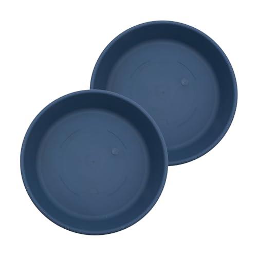 The HC Companies 14 Inch Classic Round Plant Saucer, Lightweight UV-Resistant Plastic Outdoor & Indoor Flower Pot Tray, 2-Pack Plant Pot Trays for Garden & Home Decor, Slate Blue one piece