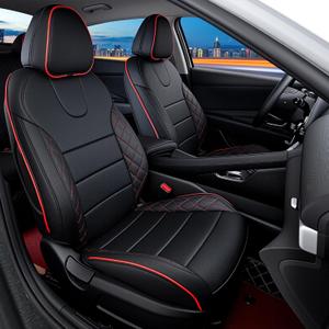 Elantra seat cover for Hyundai Elantra 2021 2022 2023 2024 2025 2026 N Line/Limited/Hybrid Limited 2021-2026 & SEL 2024-2026,Split Rear Seat W/Movable Headrests -Faux Leather-Black and red