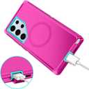 I-HONVA for Samsung Galaxy S24 Ultra Case [Compatible with MagSafe] Shockproof 3-Layer Full Body Protection [Without Screen Protector] Rugged Heavy Duty Cover Case for Galaxy S24 Ultra,Rose Red/Green