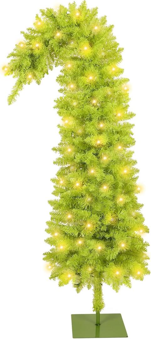 6Ft Whimsical Artificial Christmas Tree Holiday Decorations Grinchs Tree with Metal Stand for Home Party Decoration with 480 Branch Tips Decor for Indoor Use