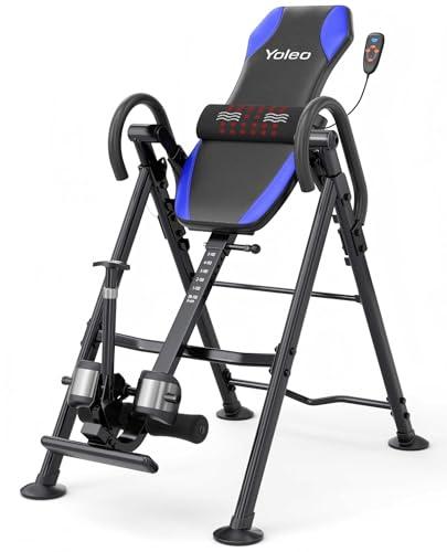 YOLEO Gravity Inversion Table for Back Pain Relief 2026 New Inversion Table w/Heat and Massage Lumbar Pad Back Stretcher Machine 300 lbs