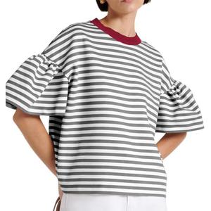 Womens Tops Ruffle Sleeves Oversized Summer Tshirts Casual Cute Round Neck 2025 Trendy Women Tees, M