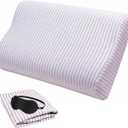 Replacement Pillow Case for Memory Foam Neck Pillow,Zippered Pillow Cover,Soft Cotton Pillow Protector for Cervical Pillow,Latex Pillow (20x12 Inch (Pack of 1), Grey Stripes)