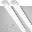 Plug in Light 4FT 2PCS, Linkable LED Daylight Shop Light, No-Flicker, 4FT/2PCS-White